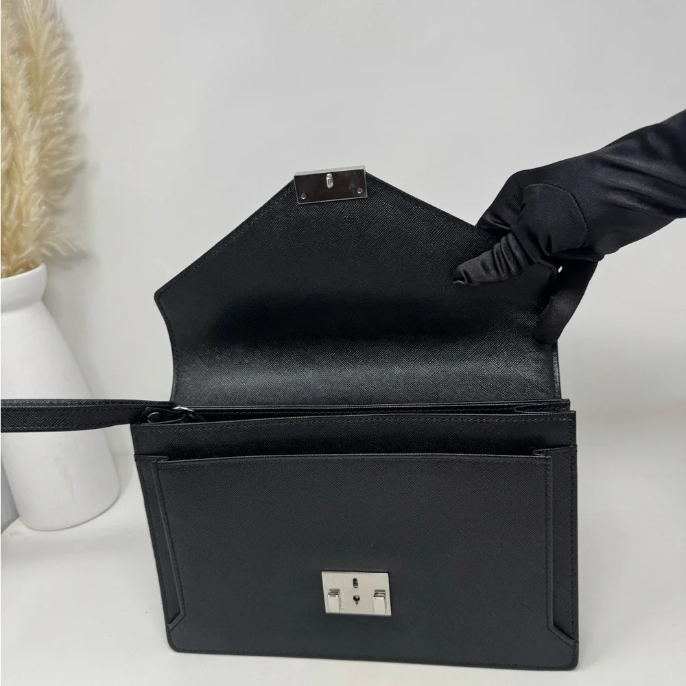 💯Authentic Autre Marque BURBERRY Black Leather Clutch Bag